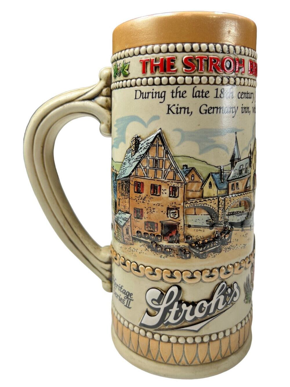 Stroh's Beer Stein Heritage Series II Ceramarte Brazil 1980s Collectible Mug
